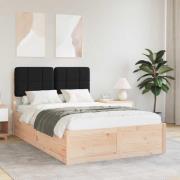 vidaXL Sängram med Klädd Huvudgavel Svart 120 x 190 cm Massiv furu