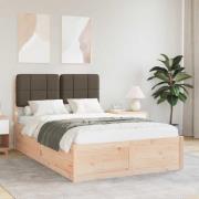 vidaXL Sängram med Klädd Huvudgavel Taupe 120 x 190 cm Massiv furu