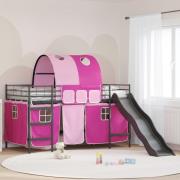 vidaXL Barns loftsängram Svart och Rosa 99,5 x 200 cm Metall