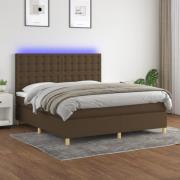 vidaXL Ramsäng med madrass & LED mörkbrun 180x200 cm tyg
