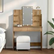 vidaXL Sminkbord med LED artisan ek 96x40x142 cm