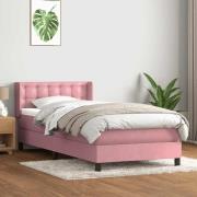 vidaXL Ramsäng med madrass rosa 90x210 cm sammet