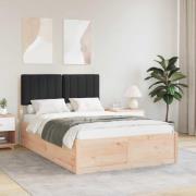 vidaXL Sängram med Klädd Huvudgavel Svart 120 x 200 cm Massiv furu