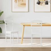 vidaXL Matstol 2 pcs Vit Massiv Gummiträ