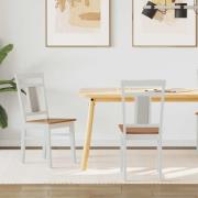 vidaXL Matstol 2 pcs Vit och Naturlig Massiv Gummiträ
