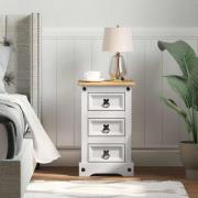 vidaXL Sängbord med låda Vit 35 x 32,5 x 58 cm Massiv furu