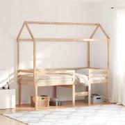 vidaXL Hög säng med tak 80x200 cm massiv furu