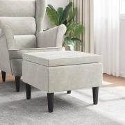 vidaXL Pall med träben krämfärgad sammet