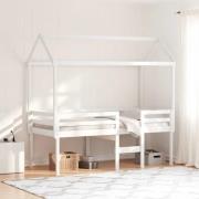 vidaXL Hög säng med tak vit 90x190 cm massiv furu