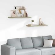vidaXL Svävande vägghyllor 2 st ek 90x23,5x3,8 cm MDF
