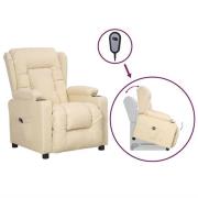 vidaXL fåtölj med uppresningshjälp gräddvit tyg