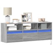 vidaXL Väggmonterad tv-bänk LEDs grå sonoma 130x31x45 cm