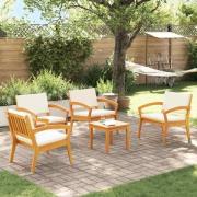 vidaXL Bistroset med kudde 5 pcs Brun Polyester