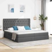 vidaXL Förvaringssäng med madrass Mörkgrå 200 x 200 cm Polyester