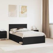 vidaXL Sängram med huvudgavel Svart 120 x 190 cm Konstruerat trä