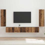 vidaXL Väggmonterad 4 pcs Gammalt trä