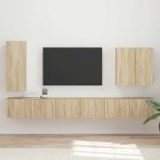 vidaXL TV väggskåp set Väggmonterad 6 pcs Sonoma-ek