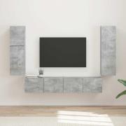 vidaXL TV-bänkset Väggmonterad 4 pcs Betonggrå Konstruerat trä