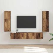 vidaXL TV-bänkset Väggmonterad 4 pcs Gammalt trä Konstruerat trä