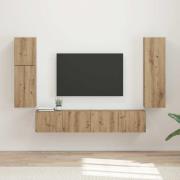vidaXL TV-bänkset Väggmonterad 4 pcs Artisan Ek Konstruerat trä