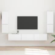vidaXL TV-bänkset Väggmonterad 4 pcs Högblanka vita Konstruerat trä