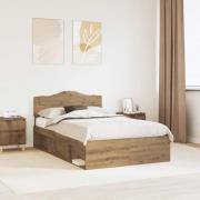 vidaXL Sängram med huvudgavel Artisan Ek 120 x 200 cm Massiv furu