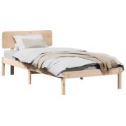 vidaXL Sängram med huvudgavel Naturfärg 100 x 200 cm Massiv furu