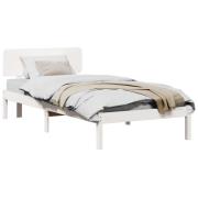vidaXL Sängram med huvudgavel Vit 80 x 200 cm Massiv furu