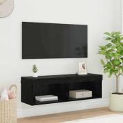 vidaXL TV Vägghylla med LED Svart Ek 100 x 30 x 30 cm Konstruerat trä