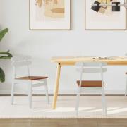 vidaXL Matstol 2 pcs Vit och Naturlig Massiv Gummiträ