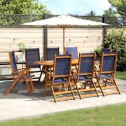 vidaXL Matgrupp för trädgården 9 delar massivt akaciaträ och textilen