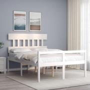 vidaXL Sängram med sänggavel vit 140x190 cm massivt trä