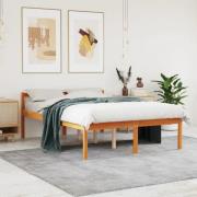 vidaXL Sängram vaxad brun 140x200 cm massiv furu