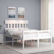 vidaXL Sängram med sänggavel vit 140x200 cm massivt trä