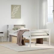vidaXL Säng med bokhylla utan madrass vit 75x190cm massiv furu