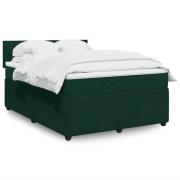 vidaXL Ramsäng med madrass mörkgrön 140x190 cm sammet