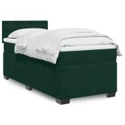 vidaXL Ramsäng med madrass mörkgrön 90x190 cm sammet