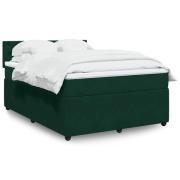 vidaXL Ramsäng med madrass mörkgrön 140x190 cm sammet