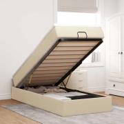 vidaXL Ottoman sängram med madrass gräddvit 100x200 cm tyg