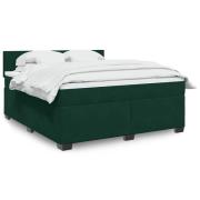 vidaXL Ramsäng med madrass mörkgrön 180x200 cm sammet