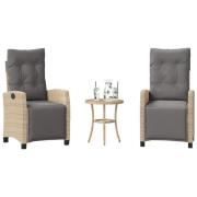 vidaXL Bistrogrupp med dynor 3 delar mixbeige konstrotting