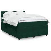 vidaXL Ramsäng med madrass mörkgrön 140x190 cm sammet