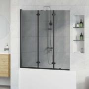 vidaXL Duschavskärmning Svart 130 x 138 cm ESG-glas och aluminium