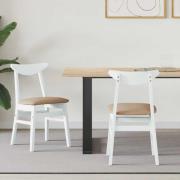 vidaXL Matstolar 2 pcs Vit 42 x 47,5 x 81 cm Massiv Gummiträ