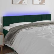 vidaXL Sänggavel LED mörkgrön 160x5x78/88 cm sammet