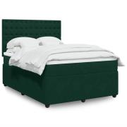 vidaXL Ramsäng med madrass mörkgrön 140x190 cm sammet