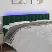 vidaXL Sänggavel LED mörkgrön 180x5x78/88 cm sammet