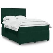 vidaXL Ramsäng med madrass mörkgrön 140x190 cm sammet