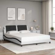 vidaXL Bed Frame without Mattress "Zadar" White and Black 160x200 cm F...