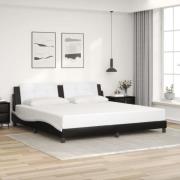 vidaXL Bed Frame without Mattress "Zadar" Black and White 200x200 cm F...